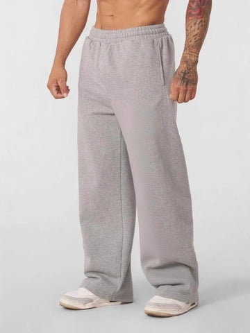 American casual pants men's straight tube loose oversized elastic waistband sports pants simple and fashionable casual running p
