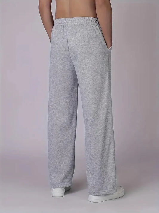 American casual pants men's straight tube loose oversized elastic waistband sports pants simple and fashionable casual running p