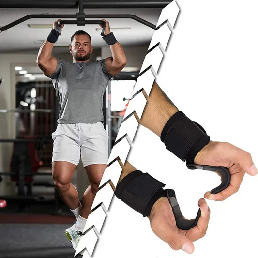 2/1PC Weight Lifting Hook Grips with Wrist Wraps Gym Hand-Bar Wrist Strap Fitness Hook Weight Strap Pull-Ups Power Lift Gloves