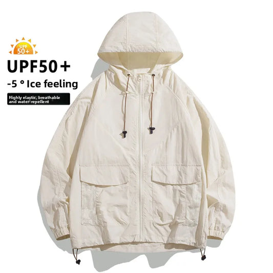 Men Thin Summer Waterproof jacket Sun Protection jacket Moutain Hiking Fishing Casual Windbreaker Quick Drying Sport Hooded Coat